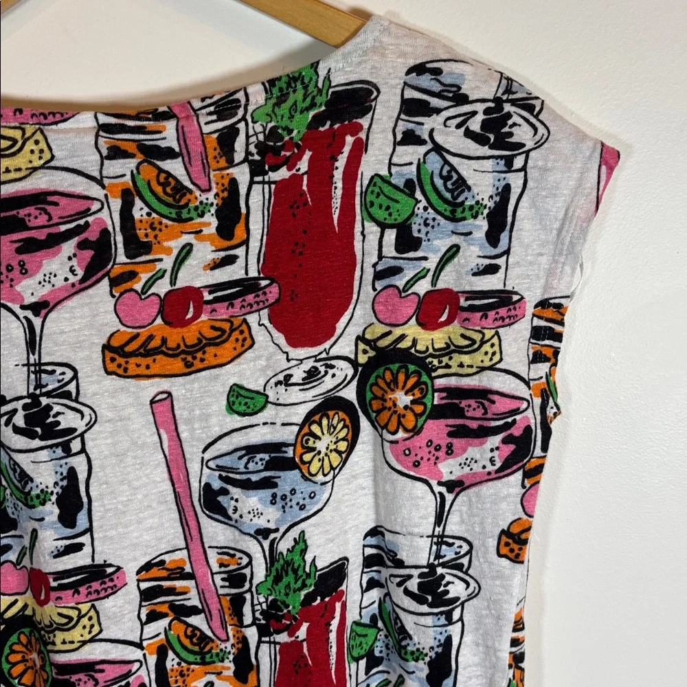 Nicole Millar 100% Linen Cocktail Print Top - Picture 10 of 11